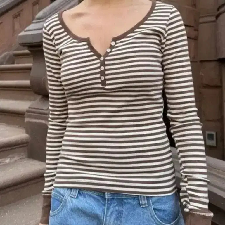 [BUNJANG] Brandy Melville Jelly Top Long Sleeve Brown / 브랜디멜빌 젤리탑 롱슬리브 브라운
