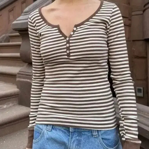[BUNJANG] Brandy Melville Jelly Top Long Sleeve Brown / 브랜디멜빌 젤리탑 롱슬리브 브라운