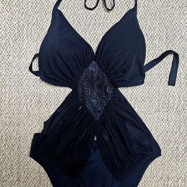 [BUNJANG] Halterneck Monokini Swimsuit - Black, Size M / [1회착용] 홀터넥 모노키니 수영복 M
