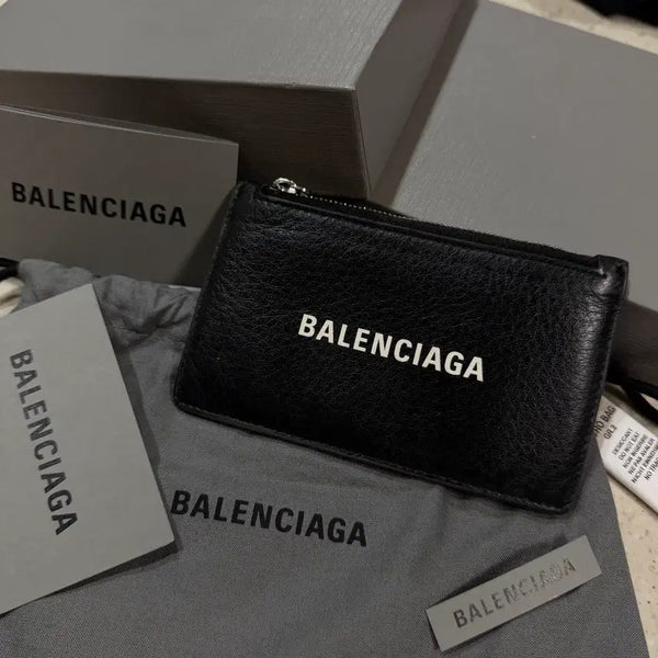 [BUNJANG] Balenciaga Black Leather Zipper Card Holder - Full Set / [풀구성] 발렌시아가 지퍼 카드지갑 (정품)