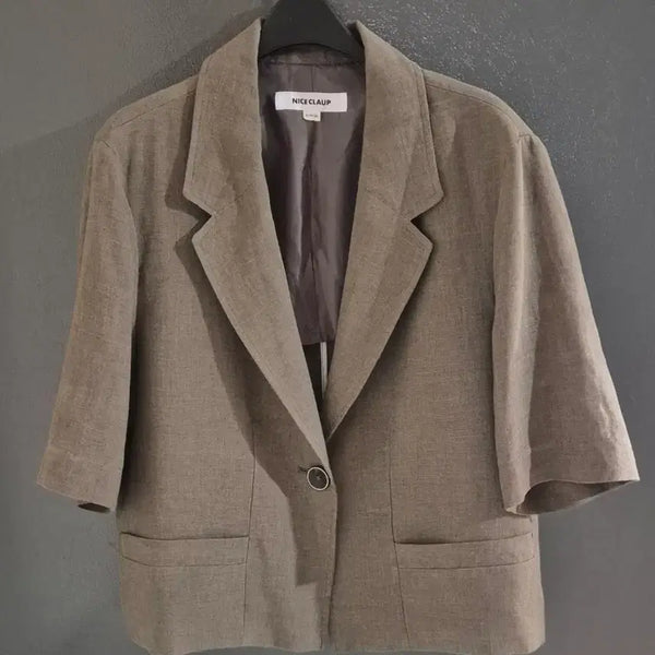 [BUNJANG] Nice Clab Linen Jacket Brown / 나이스클랍 린넨 자켓 브라운 55~66