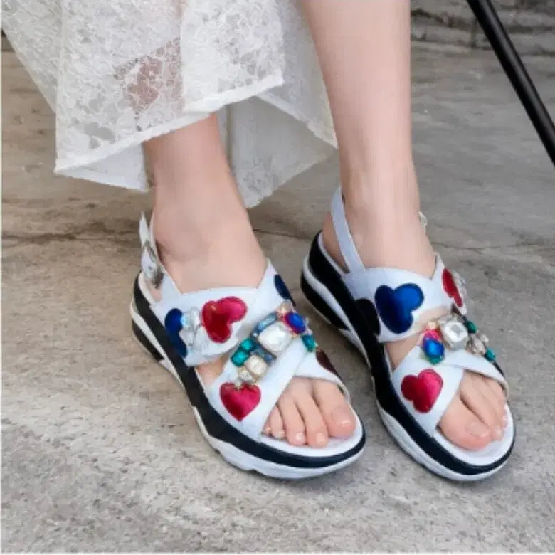 [BUNJANG] TITIMA Crystal Embellished Platform Sandals / TITIMA 유니크 보석 통굽 샌들 (230~240 추천)
