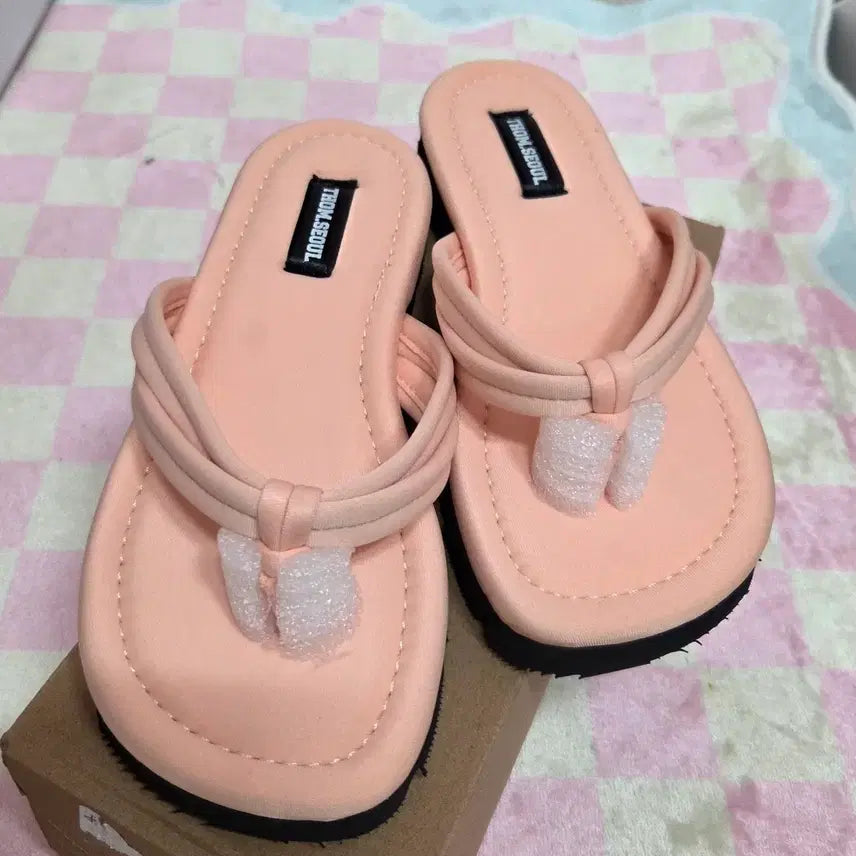 [BUNJANG] Coral Pink Strap Slides / 새상품 스트랩 쪼리 코랄핑크