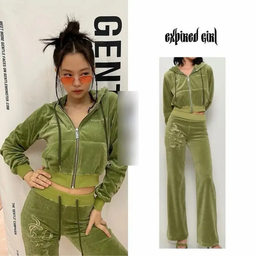 [BUNJANG] Jennie Expired Girl Velvet Training Set / 제니 인스타 익스파이어드걸 벨벳 트레이닝 세트