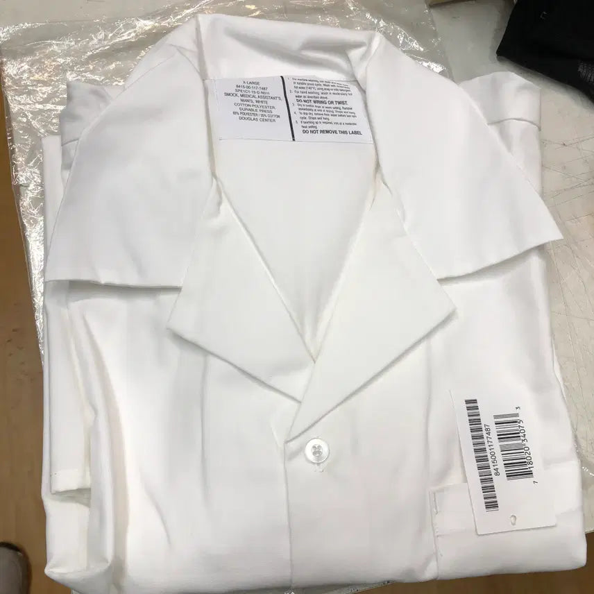 [BUNJANG] US Military Original White Open Collar Work Shirt (Deadstock) / 한정수량여름특가세일 [오버핏/새상품] 미군 오리지널 화이트 오픈카라 워크셔츠 (시티보이 룩 추천)