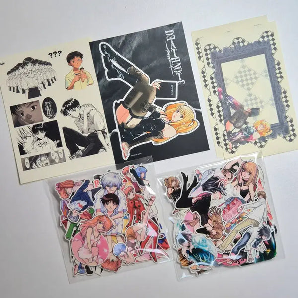 [BUNJANG] Evangelion & Death Note Sticker Set (50 Cuts) / 에반게리온, 데스노트 인컷 50컷, 인스 5장