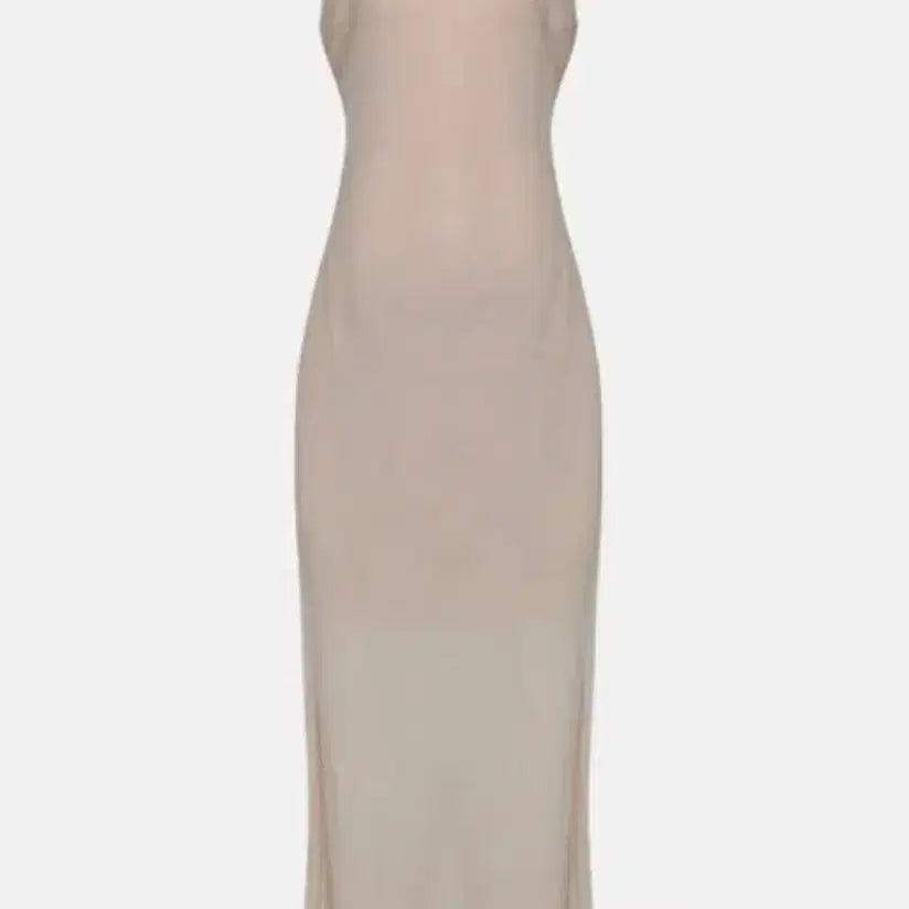 [BUNJANG] Sheer Silhouette Sleeveless Long Dress Beige / 시어 실루엣 슬리브리스 롱 드레스 베이지
