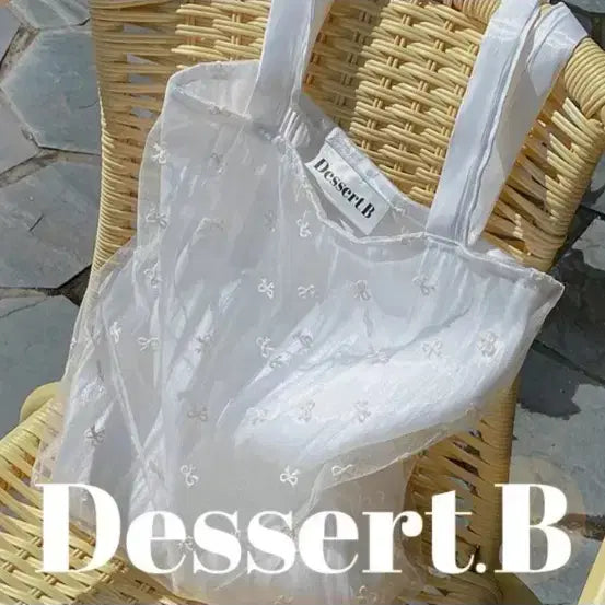 [BUNJANG] Dessert.B White Chiffon Eco Bag Tote Bag / Dessert.B 화이트 쉬폰 에코백 토트백
