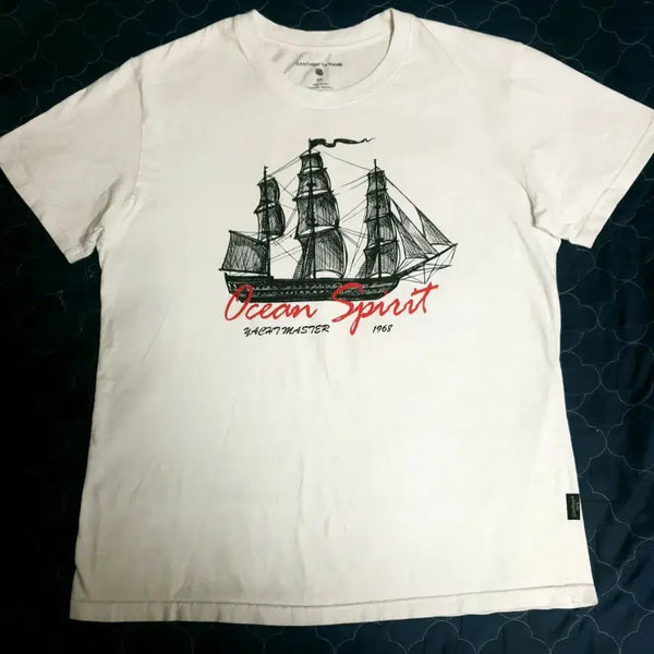 [BUNJANG] GANTHREE by MARIE Ocean Spirit Sailing Ship Printing Short Sleeve T-Shirt (XXL) / GANTHREE by MARIE 오션 스피릿 항해선 프린팅 반팔티 (XXL)