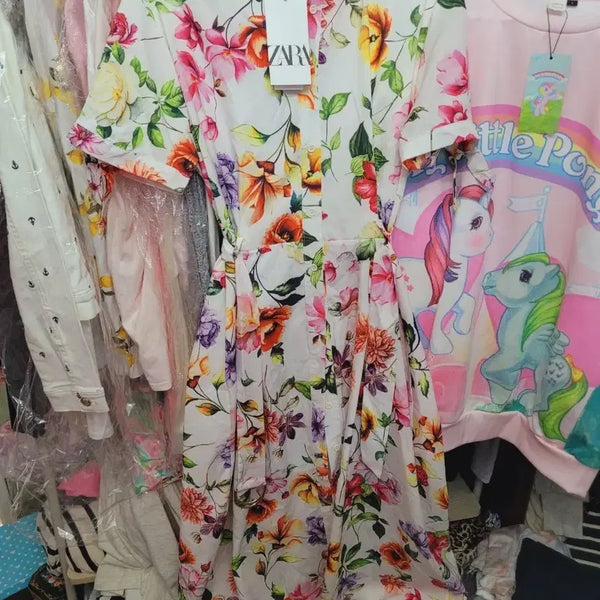 [BUNJANG] Zara Floral Pattern Shirt Dress L New / 자라 플라워 패턴 셔츠 원피스 L 새상품 무배요