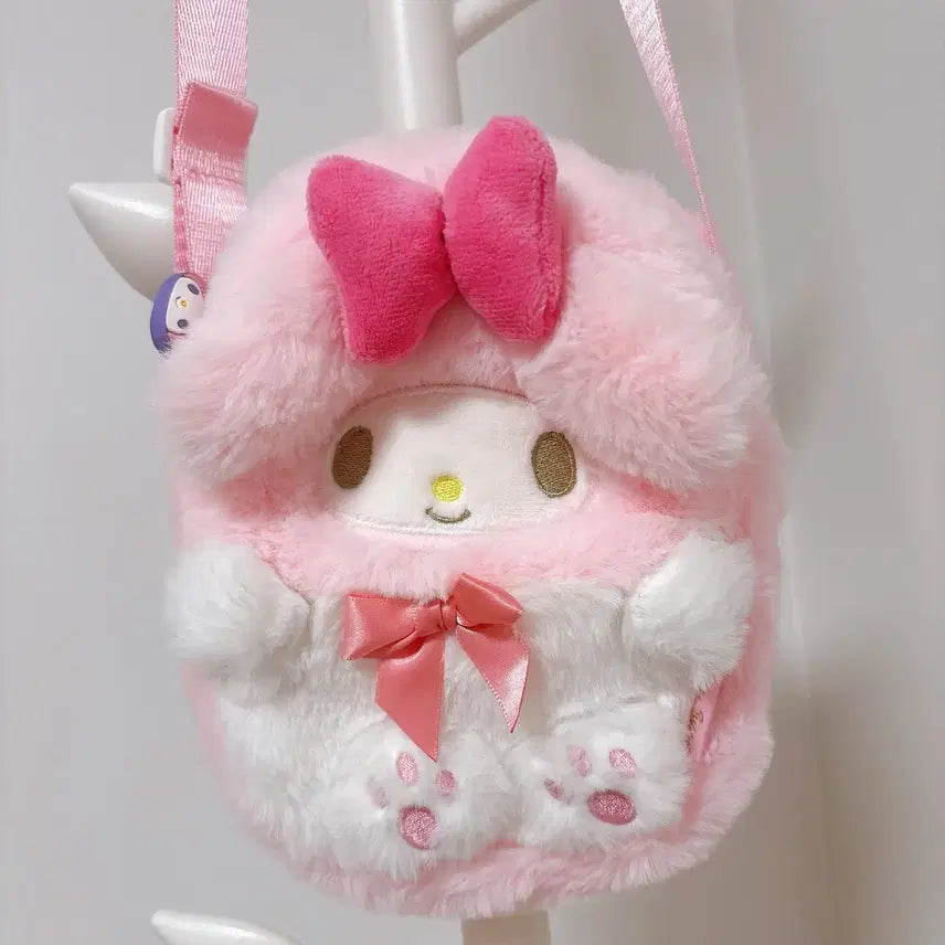 [BUNJANG] My Melody Pink Fur Crossbody Bag / 마이멜로디 핑크 퍼 크로스백