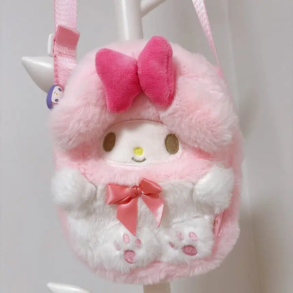 [BUNJANG] My Melody Pink Fur Crossbody Bag / 마이멜로디 핑크 퍼 크로스백