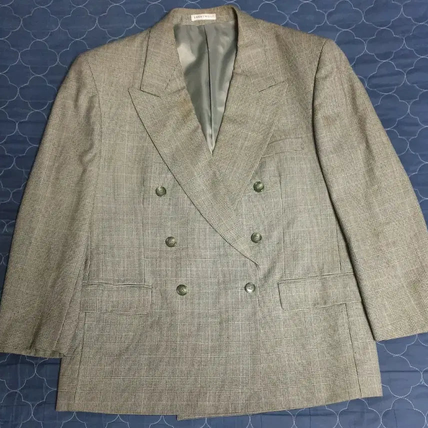 [BUNJANG] KOLON Brentwood 00s Peaked Lapel Breasted Glen Check Blazer (L) / 코오롱 브렌우드 00s 피크드라펠 브레스티드 글렌체크 블레이저(L)