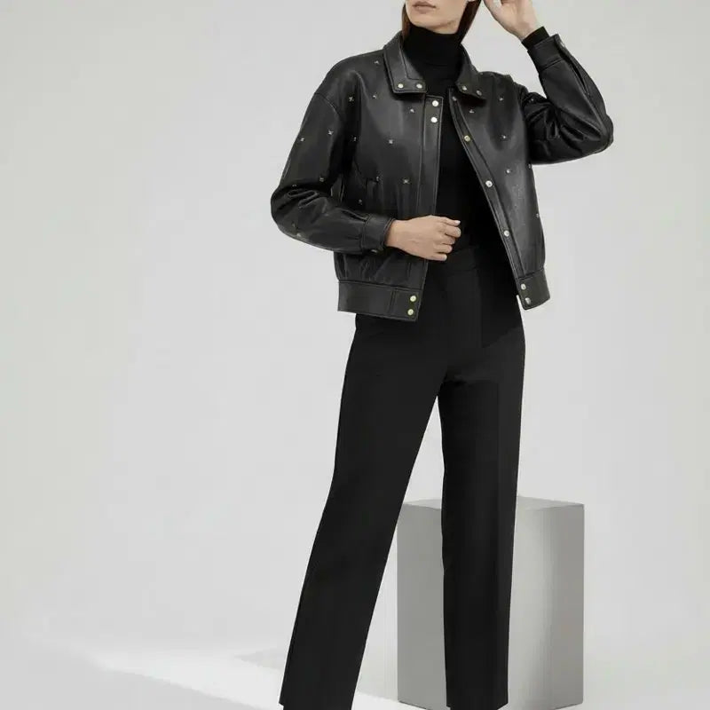 [BUNJANG] Courreges Women's Archive Leather Studded Jacket / 꾸레쥬 여성 아카이브 레더 스터드 자켓