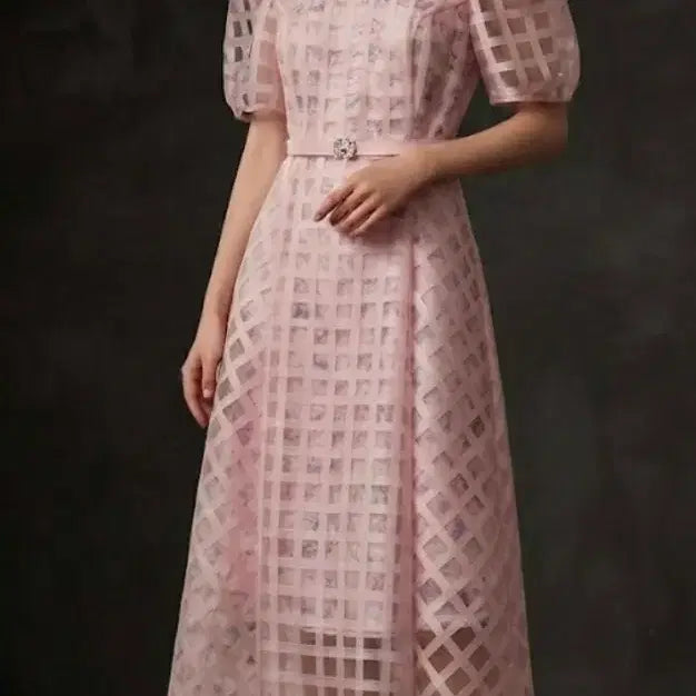 [BUNJANG] JJ JIGOTT Pink Check Organza Dress / (새상품)JJ JIGOTT 핑크 체크 오간자 원피스