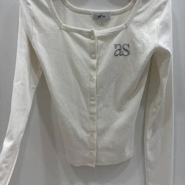 [BUNJANG] AZZONE Square Neck Ribbed Cardigan / 애즈온 스퀘어넥 골지가디건