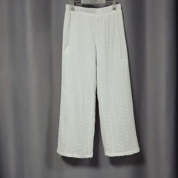 [BUNJANG] Embroidered Punch Wide Pants / 자수 펀칭 와이드 팬츠
