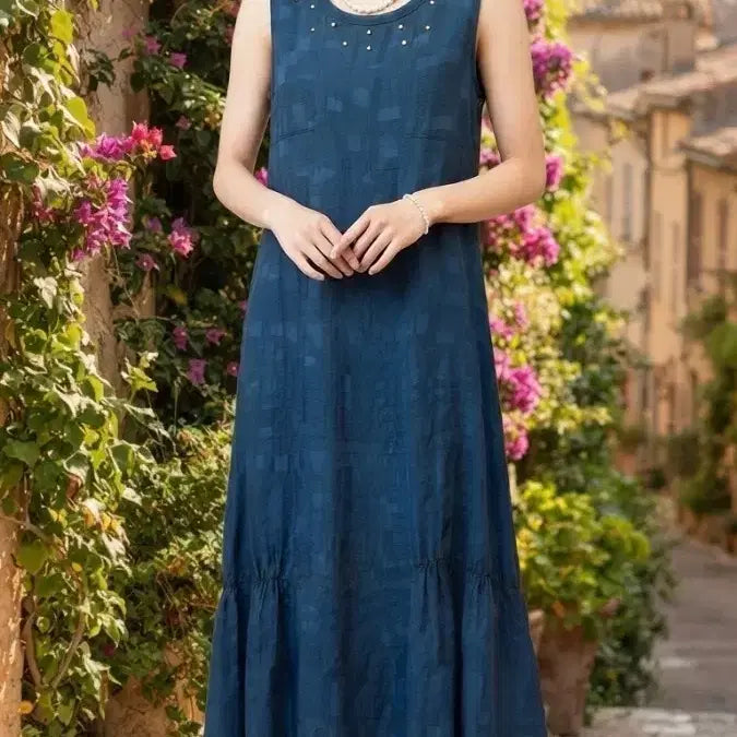 [BUNJANG] Natural Dyed Jacquard In-yeon Long Dress / * 천연염색 자갸드  인견 롱 원피스       ( 새 상 품 )*