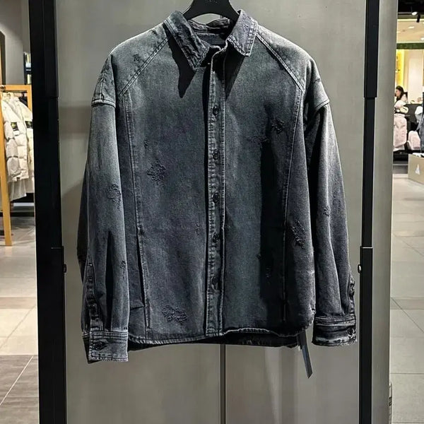 [BUNJANG] JUUN.J Distressed Denim Shirt Jacket / JUUN.J 준지 59만 데미지 데님 셔츠 자켓
