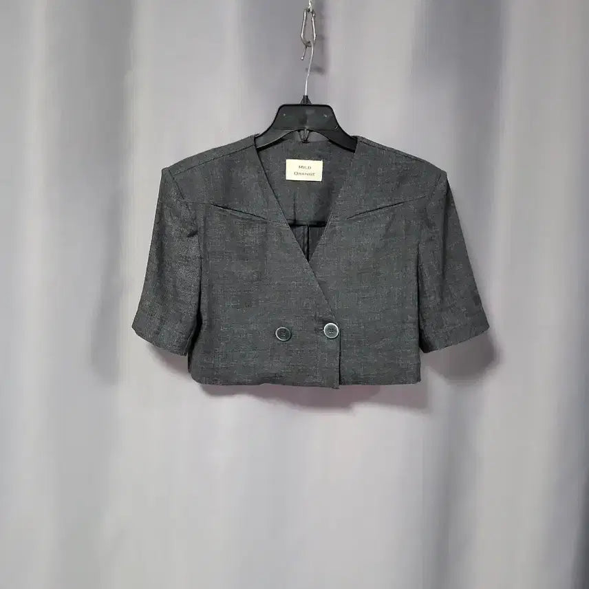 [BUNJANG] V-Neck Linen Cropped Jacket / 브이넥 린넨 크롭 자켓