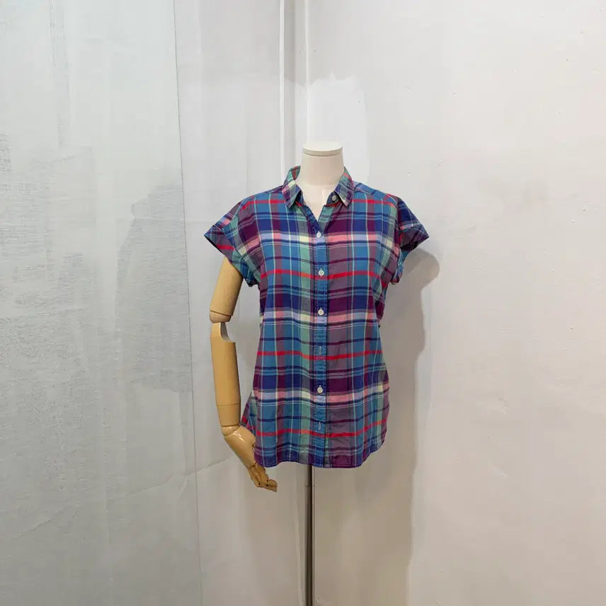 [BUNJANG] Japanese Vintage Checkered Blouse - Summer Mori Girl Style / 일본빈티지 JPN 체크 블라우스 썸머 모리걸 아오이유우 4895