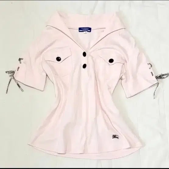 [BUNJANG] Burberry Blue Label Rare Light Pink "Strawberry Milk" Log Cabin Hime Gyaru Cotton Vintage / 버버리블루라벨 희귀 연핑크 딸기우유 로걀탑 히메갸루 솜빈티지