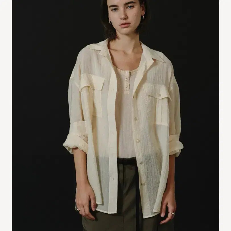 [BUNJANG] GED Airy Pocket Shirt Butter / GED 에어리 포켓 셔츠 버터