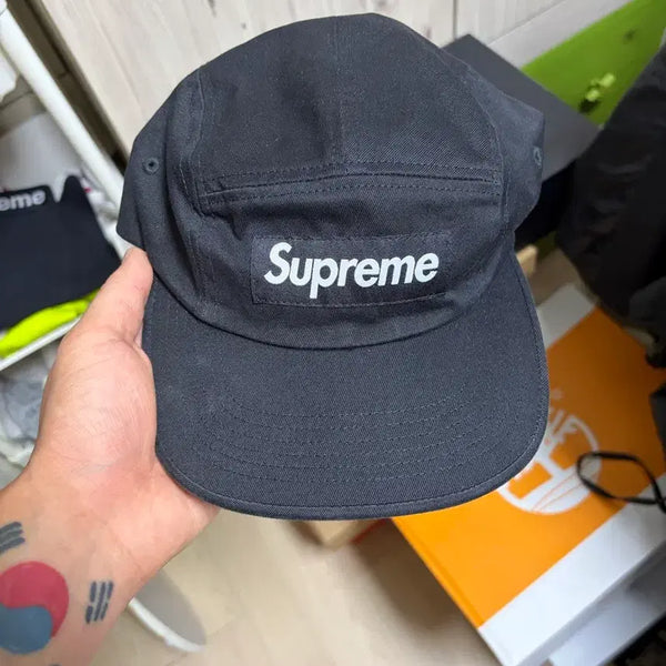 [BUNJANG] Supreme Washed Chino Twill Camp Cap Black / 슈프림 워시드치노 트윌 캠프캡 블랙