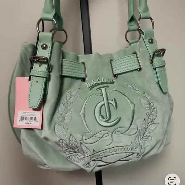 [BUNJANG] Juicy Couture Mint Velvet Shoulder Bag / 쥬시꾸뛰르 민트 숄더백