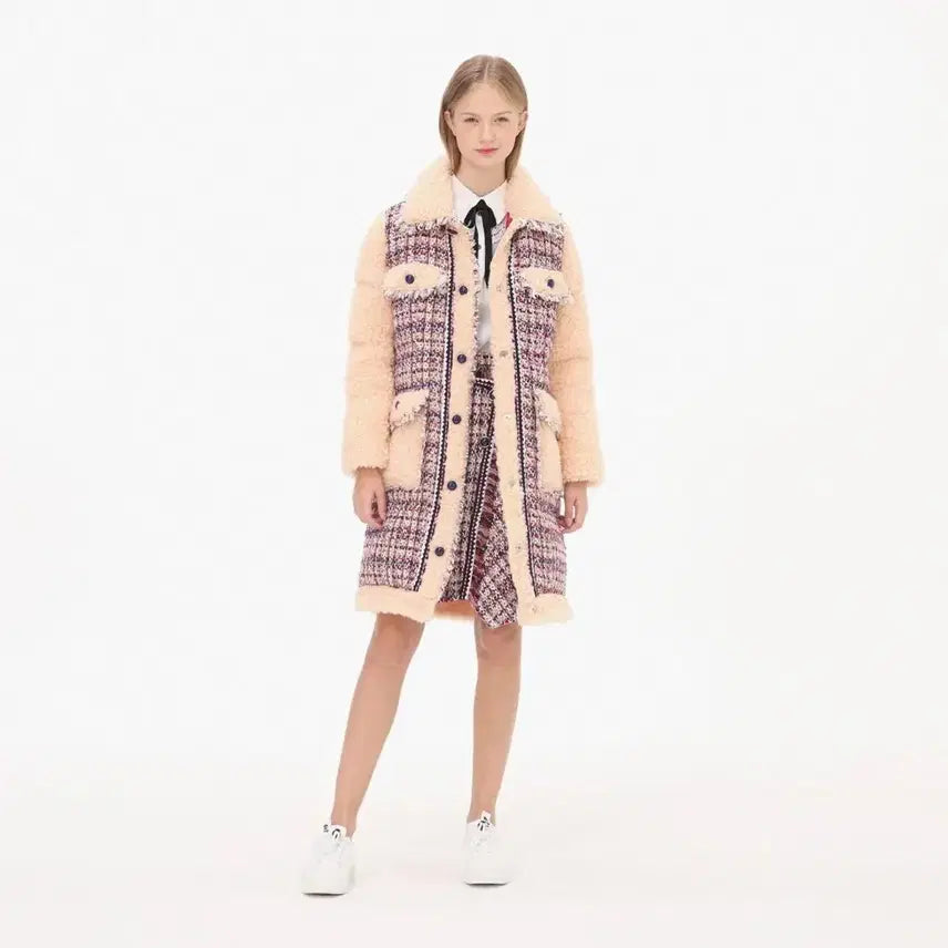 [BUNJANG] SJYP Tweed Sherpa Long Jumper / SJYP 트위드 셰르파 롱 점퍼