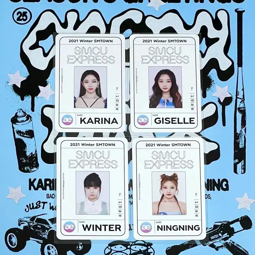 [BUNJANG] Aespa Karina Giselle Ningning Winter Album Photocard Bundle Set (SMCU) / 에스파 포토카드 4장 일괄 카리나 지젤 닝닝 윈터 앨범 특전 트레카포카 smcu