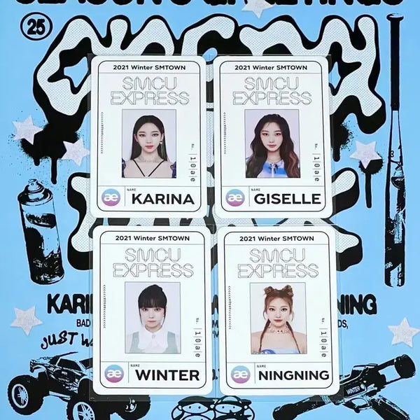 [BUNJANG] Aespa Karina Giselle Ningning Winter Album Photocard Bundle Set (SMCU) / 에스파 포토카드 4장 일괄 카리나 지젤 닝닝 윈터 앨범 특전 트레카포카 smcu