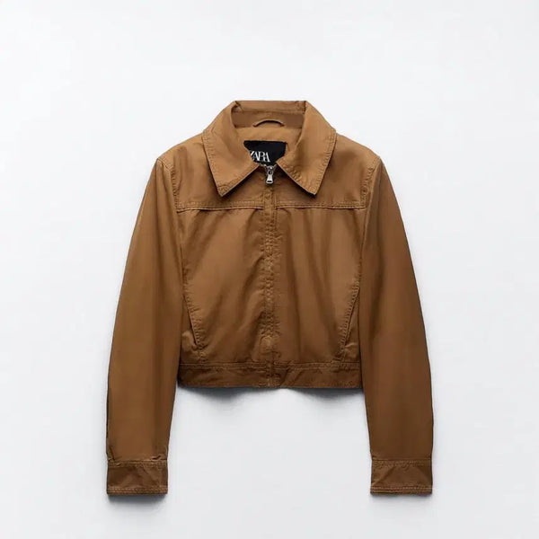 [BUNJANG] ZARA Waxed Cotton Cropped Jumper / ZARA 왁스드 코튼 크롭 점퍼