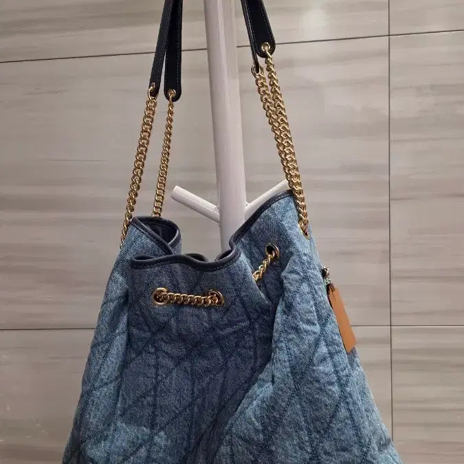 [BUNJANG] Coach Evelyn Denim Large Shoulder Bag / 코치 에블린 데님  라지 백