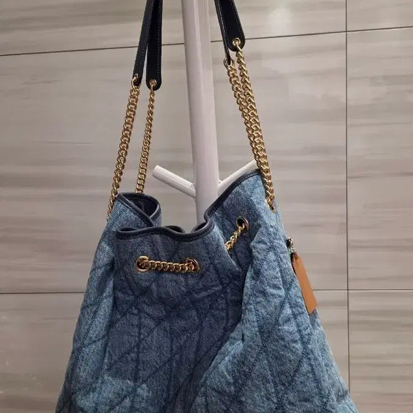 [BUNJANG] Coach Evelyn Denim Large Shoulder Bag / 코치 에블린 데님  라지 백
