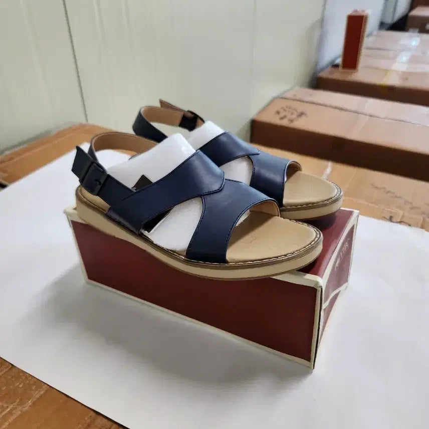 [BUNJANG] Men's Strapped Sandals Synthetic Leather Navy Size 265-290mm / 남성 스트랩 샌들 (설명읽고 문의주세요)