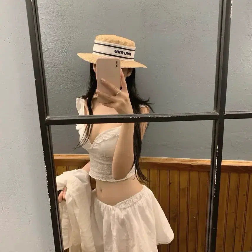 [BUNJANG] PICOL Flower Cover-Up Skirt White / 피콜 Flower cover up skirts