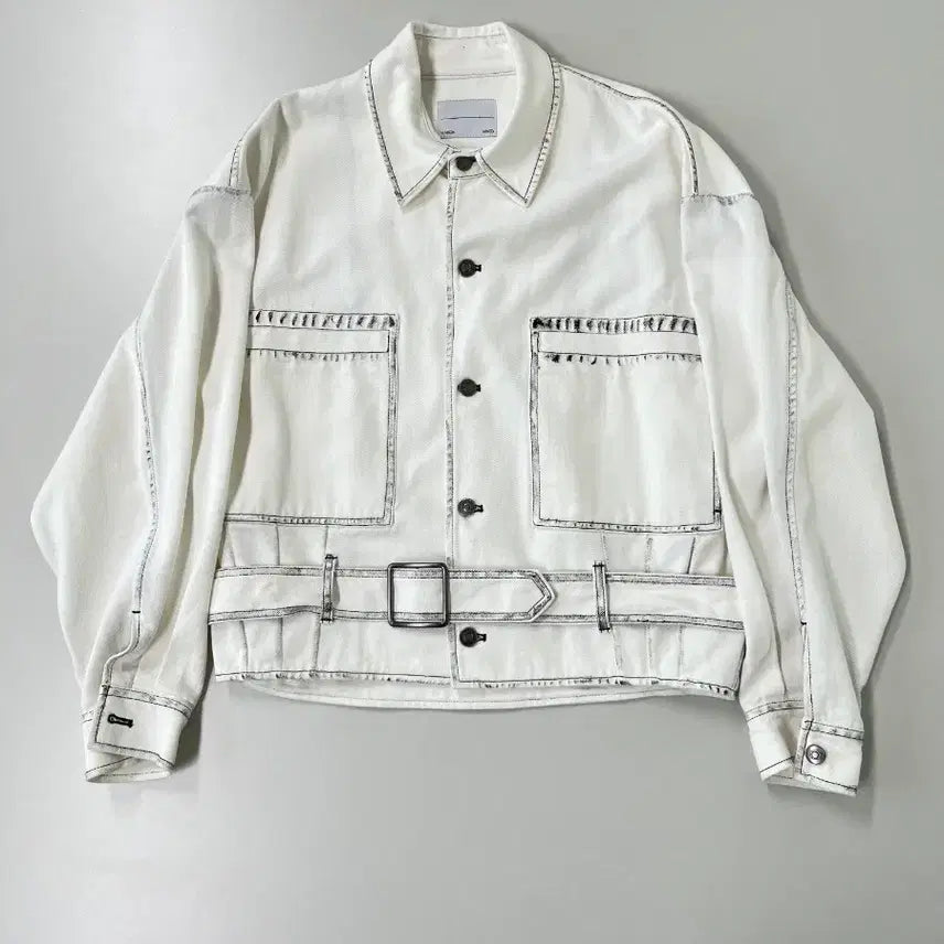 [BUNJANG] Maison Minetom Strong Touch Denim Trigger White Jacket / [정품/M] 메종미네드 스트롱 터치 데님 트리거 화이트 자켓