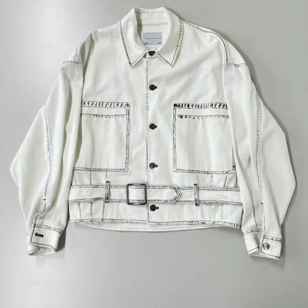 [BUNJANG] Maison Minetom Strong Touch Denim Trigger White Jacket / [정품/M] 메종미네드 스트롱 터치 데님 트리거 화이트 자켓