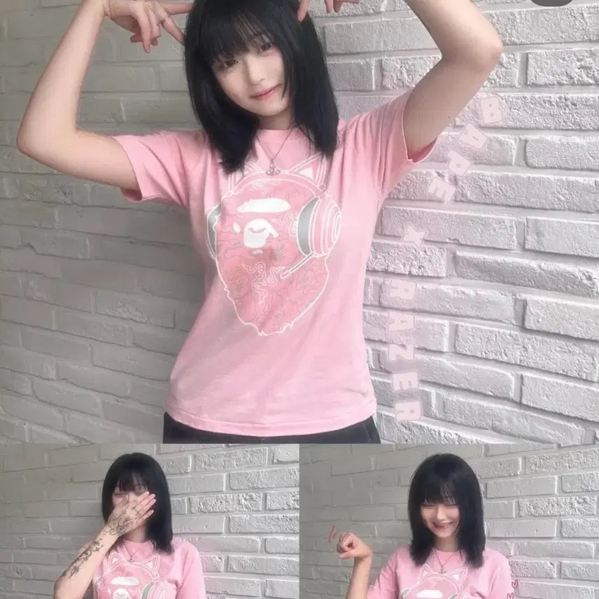 [BUNJANG] Bape x Razer Pink Camo T-Shirt / Bape razer 베이프x레이저 핑크 카모 반팔티 마일로