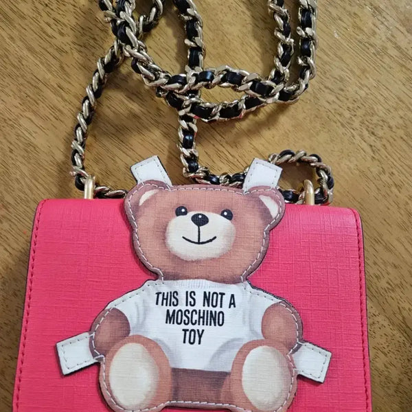 [BUNJANG] Moschino Teddy Bear Pink Chain Crossbody Bag / 모스키노 테디베어 핑크 체인 크로스백
