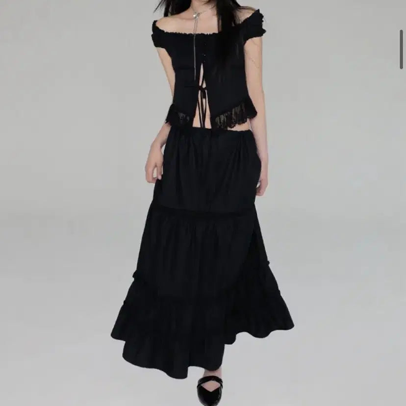 [BUNJANG] Newearl Pure Lace Frill Long Skirt / 뉴얼린 Pure Lace Frill Long Skirt 레이스 프릴 롱스커트