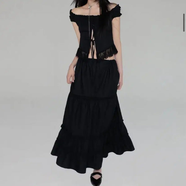 [BUNJANG] Newearl Pure Lace Frill Long Skirt / 뉴얼린 Pure Lace Frill Long Skirt 레이스 프릴 롱스커트