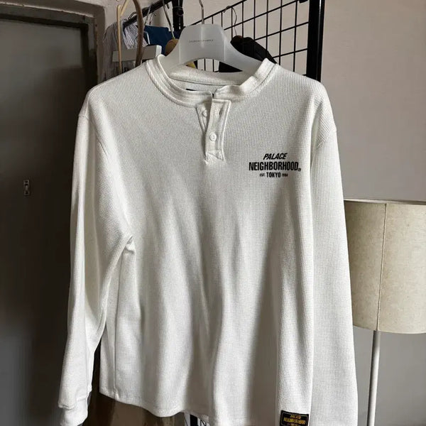 [BUNJANG] Palace x Neighborhood Waffle Henley Neck L / 팔라스x네이버후드 와플헨리넥L