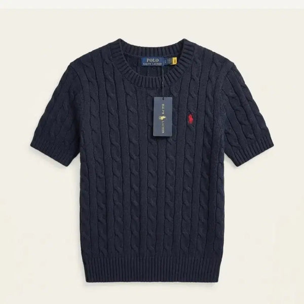 [BUNJANG] Polo Ralph Lauren Cable Knit Short Sleeve Knit Navy / (새상품)폴로 랄프로렌 케이블 반팔 니트 네이비