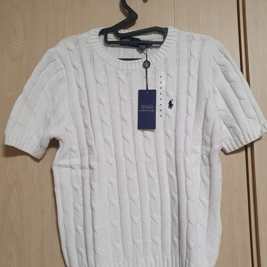 [BUNJANG] Polo Ralph Lauren Cable Knit Short Sleeve Sweater (White) / (새상품) 폴로 케이블 반팔 니트_여성 폴로 꽈배기 니트(화이트 XS, S, M)