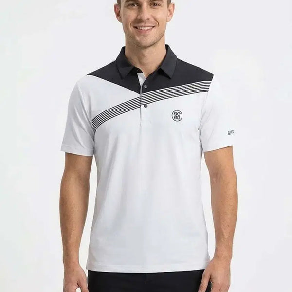[BUNJANG] G/Fore Colorblock Stripe Short Sleeve Polo Shirt / G/Fore 배색 스트라이프 반팔 카라티