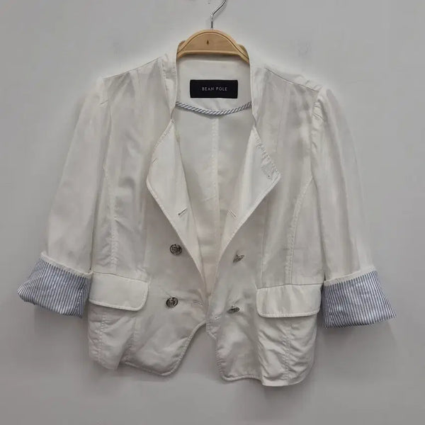 [BUNJANG] Beanpole Women's Linen Jacket White Size 90 / 빈폴 여성 마 자켓 90사이즈
