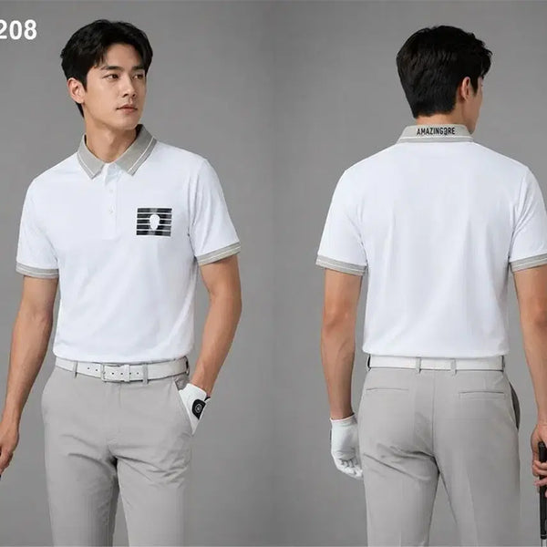 [BUNJANG] Amazingcre Colorblock Collar Short Sleeve T-Shirt / [Amazingcre] 어메이징크리 고스트 아코디오 카라배색 카라 반팔