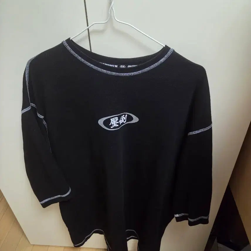 [BUNJANG] Aptdo Waffle Short-Sleeve Oversized T-Shirt - Black, Size M / 압도 와플 반팔 오버핏 M